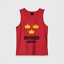 Майка детская хлопок Swedish Hockey, цвет: красный