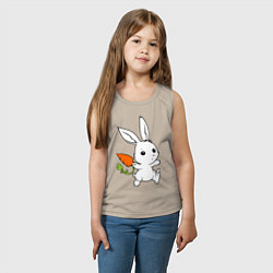 Майка детская хлопок Зайка с морковкой, цвет: миндальный — фото 2