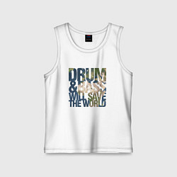 Майка детская хлопок Drum & Bass: The World, цвет: белый