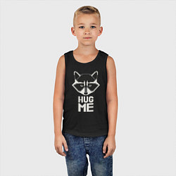Майка детская хлопок Raccoon: Hug me, цвет: черный — фото 2