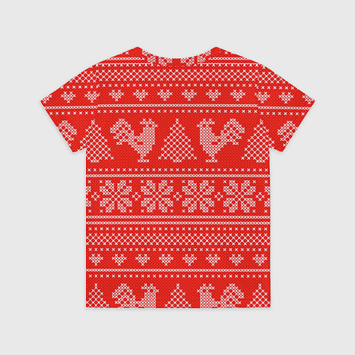 Детская футболка Узор с петухами / 3D-принт – фото 2