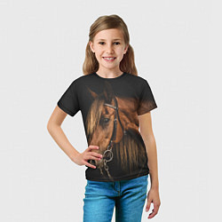 Футболка детская Взгляд коня, цвет: 3D-принт — фото 2