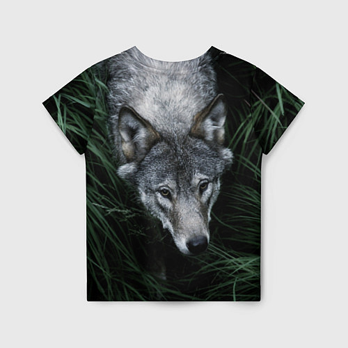 Детская футболка Волк в траве / 3D-принт – фото 2