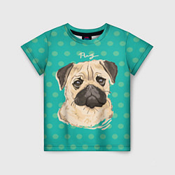 Футболка детская Pug Mops, цвет: 3D-принт