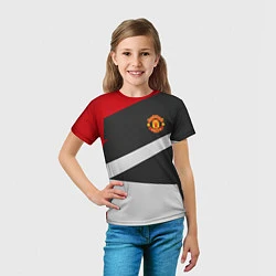 Футболка детская FC Manchester United: Sport Geometry, цвет: 3D-принт — фото 2