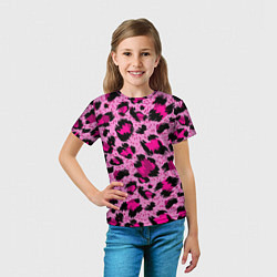 Футболка детская Розовый леопард, цвет: 3D-принт — фото 2