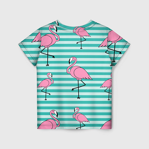 Детская футболка Полосатые фламинго / 3D-принт – фото 2