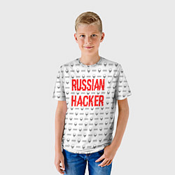 Футболка детская Russian Hacker: White Style, цвет: 3D-принт — фото 2