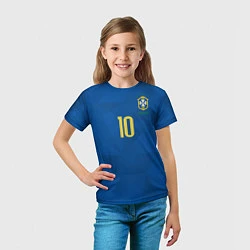Футболка детская Сборная Бразилии: Неймар ЧМ-2018 гостевая, цвет: 3D-принт — фото 2