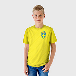 Футболка детская Сборная Швеции: Домашняя ЧМ-2018, цвет: 3D-принт — фото 2