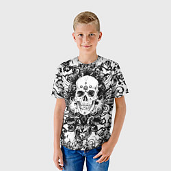 Футболка детская Grunge Skull, цвет: 3D-принт — фото 2