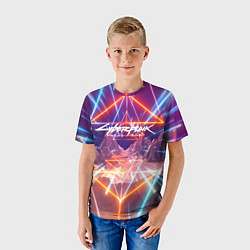 Футболка детская Cyberpunk 2077: Neon Lines, цвет: 3D-принт — фото 2
