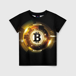 Детская футболка Золотой биткоин мерцающий