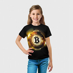 Футболка детская Золотой биткоин мерцающий, цвет: 3D-принт — фото 2
