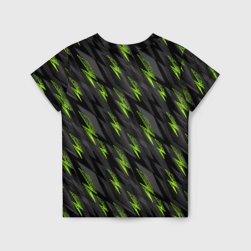 Детская футболка Зеленые молнии паттерн / 3D-принт – фото 2