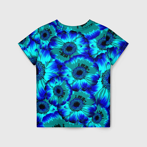 Детская футболка Голубые хризантемы / 3D-принт – фото 2