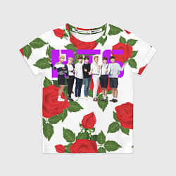 Футболка детская BTS Roses White, цвет: 3D-принт