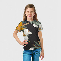 Футболка детская Цветочный арт, цвет: 3D-принт — фото 2