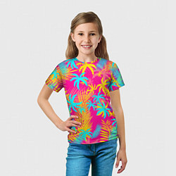Футболка детская НЕОНОВЫЕ ПАЛЬМЫ НЕОН NEON, цвет: 3D-принт — фото 2