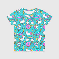 Футболка детская Turquoise unicorn, цвет: 3D-принт