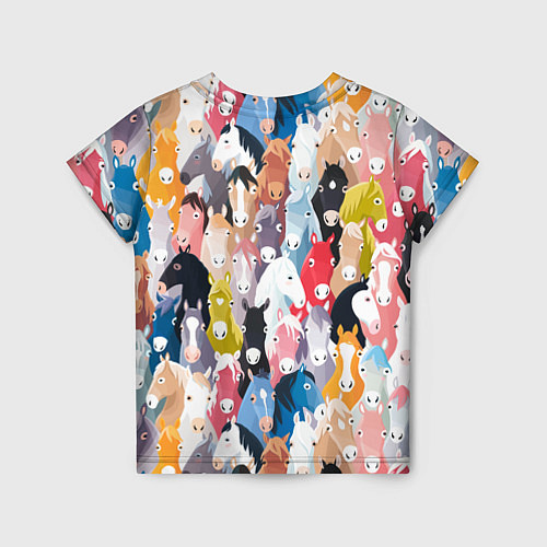 Детская футболка Цветные лошади / 3D-принт – фото 2
