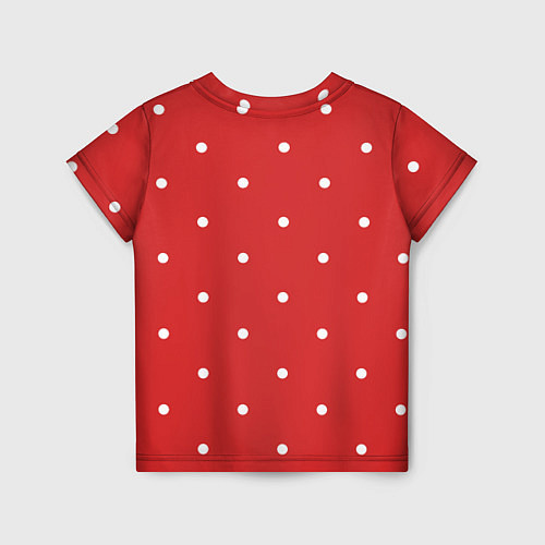 Детская футболка Белый горошек на красном фоне / 3D-принт – фото 2