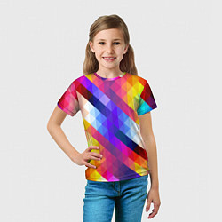Футболка детская Пиксельная радуга, цвет: 3D-принт — фото 2