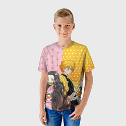 Футболка детская ЗЕНИЦУ И НЕЗУКА КЛИНОК, цвет: 3D-принт — фото 2