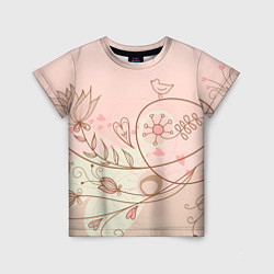 Детская футболка Летний узор цветы птичка