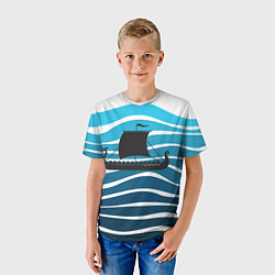 Футболка детская Корабль, цвет: 3D-принт — фото 2