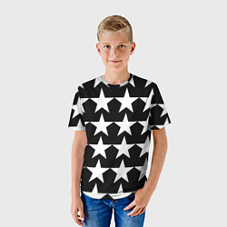 Футболка детская Белые звёзды на чёрном фоне, цвет: 3D-принт — фото 2