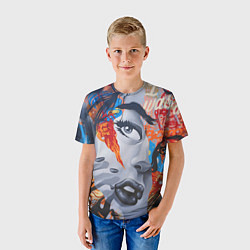 Футболка детская Девушка арт, цвет: 3D-принт — фото 2