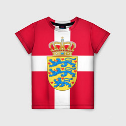 Футболка детская Дания Герб и флаг Дании, цвет: 3D-принт