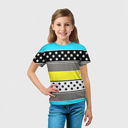 Футболка детская Неоновый яркий полосатый узор, цвет: 3D-принт — фото 2