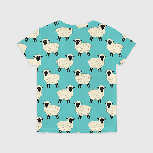 Детская футболка Овечки паттерн на бирюзовом / 3D-принт – фото 2