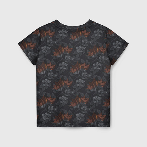 Детская футболка Серо-коричневый цветочный узор / 3D-принт – фото 2