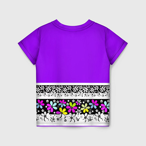 Детская футболка Яркий фиолетовый цветочный / 3D-принт – фото 2