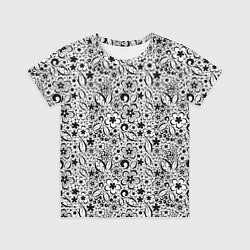 Футболка детская Черное кружево цветочное, цвет: 3D-принт