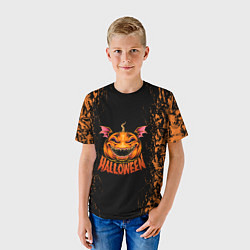 Футболка детская Веселая тыква на хеллоуин, цвет: 3D-принт — фото 2