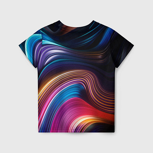 Детская футболка Цветные неоновые волны / 3D-принт – фото 2