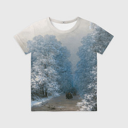 Футболка детская Зимний пейзаж картина маслом, цвет: 3D-принт