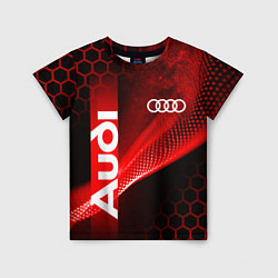 Футболка детская AUDI АУДИ SPORT СПОРТ RED AND BLACK, цвет: 3D-принт