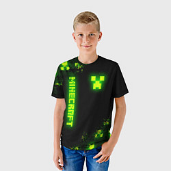 Футболка детская MINECRAFT NEON LOGO CREEPER, цвет: 3D-принт — фото 2