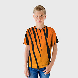 Футболка детская Шкура тигра диагональ, цвет: 3D-принт — фото 2