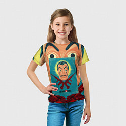 Футболка детская БУМАЖНЫЙ ДОМ ПОСТЕР, МАСКА ДАЛИ ЛОГО, цвет: 3D-принт — фото 2
