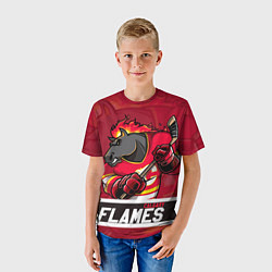 Футболка детская Калгари Флэймз, Calgary Flames, цвет: 3D-принт — фото 2