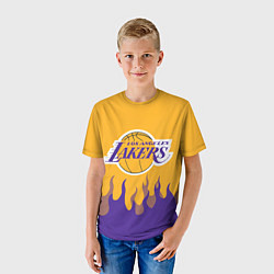 Футболка детская LA LAKERS NBA FIRE ЛЕЙКЕРС ОГОНЬ, цвет: 3D-принт — фото 2