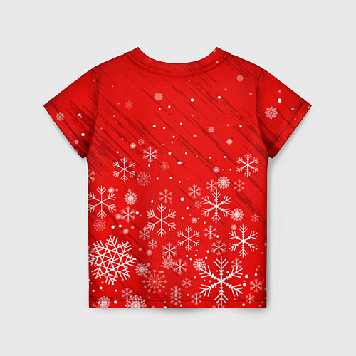 Детская футболка Снежинки летящие и Олень с подарком / 3D-принт – фото 2