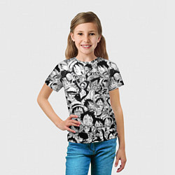 Футболка детская МАНКИ Д ЛУФФИ ЧЁРНО БЕЛЫЙ, цвет: 3D-принт — фото 2