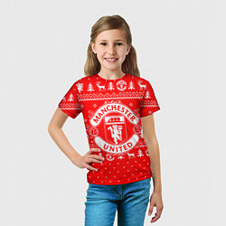 Футболка детская FC Manchester United: Новогодний узор, цвет: 3D-принт — фото 2